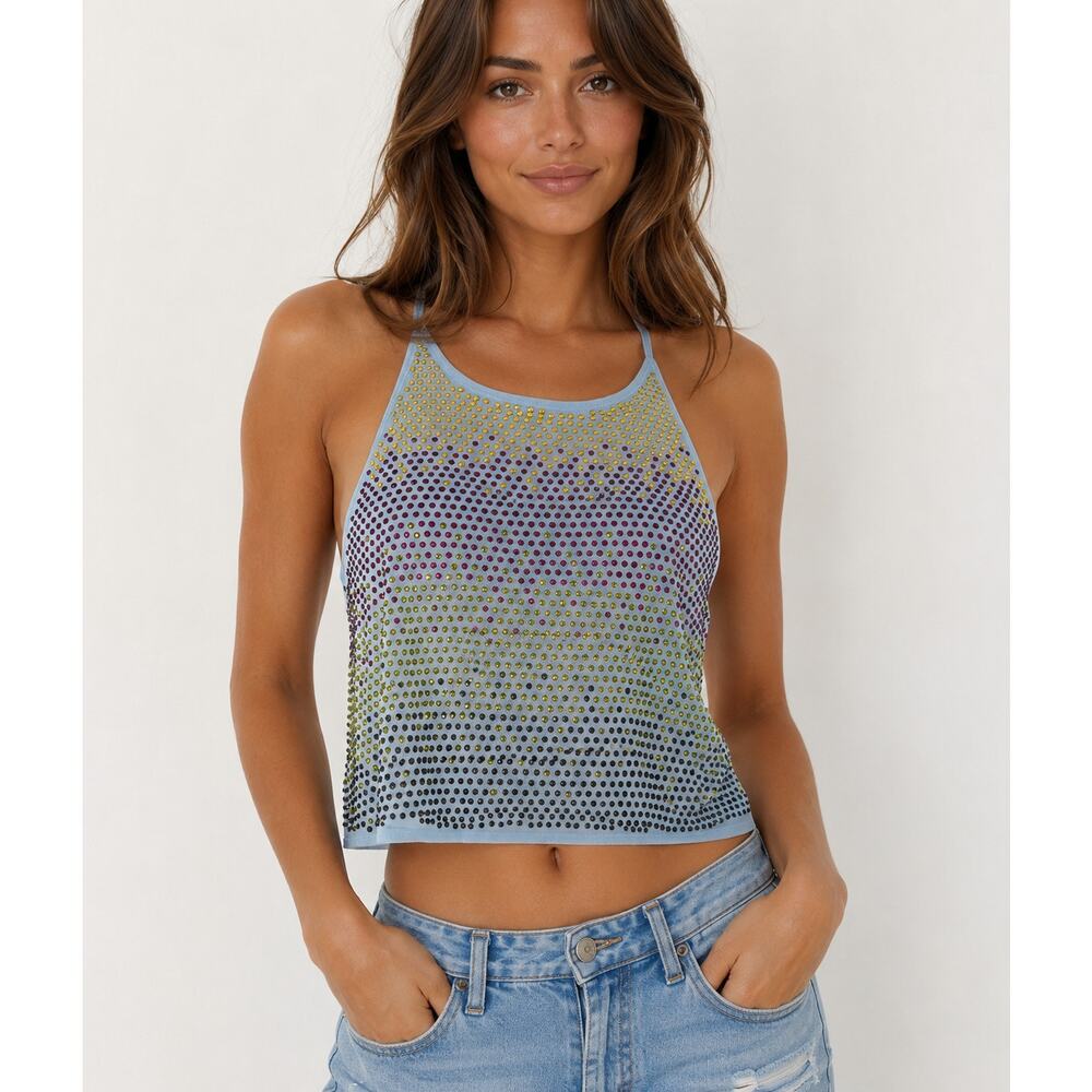 Nocturne Crop Top Sparkly Embellished Tank Size M / L - Picture 10 of 10